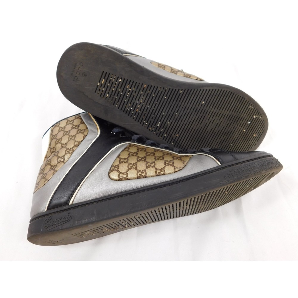 GUCCI MONOGRAM LEATHER HIGH TOP SNEAKERS SZ 36 - Picture 3 of 13